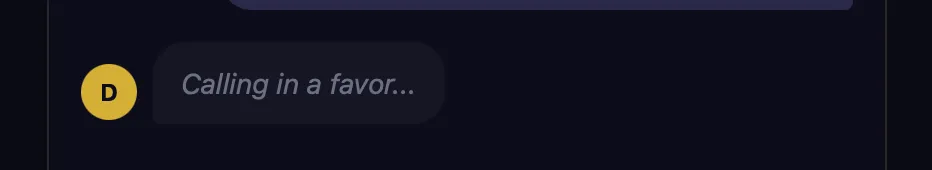 Dino welcome screen with suggestion pills and dark theme gold-accented design
